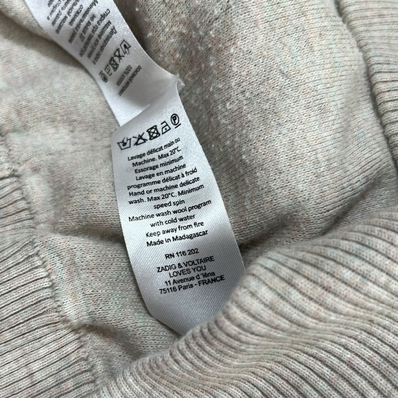 Zadig & Voltaire Sz Small Brumy Knit Cotton V Neck Sweater Oatmeal - Picture 8 of 10
